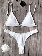 Load image into Gallery viewer, White Ribbed bikinis  Sexy high cut leg bikini set